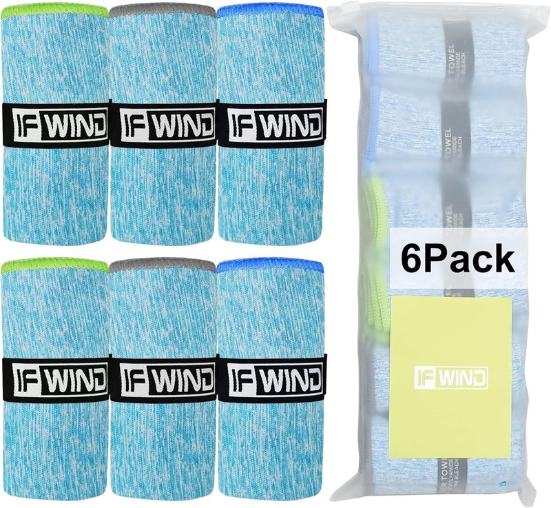 IFWIND 6 Pack Microfiber Gym Towels - Fast Drying Workout Accessories for Men & Women, Sports Exercise Fitness Gear, Tennis Towels for Body Hot Yoga - Image 1